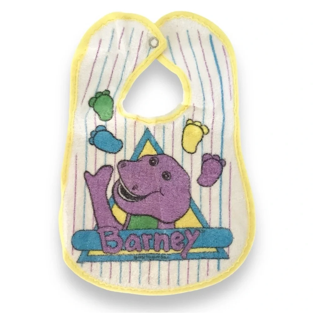 Vintage Retro 90’s Barney the Purple Dinosaur Baby Bib